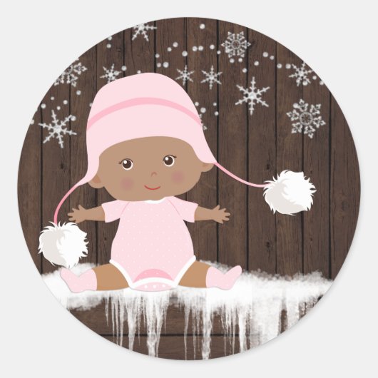 Stickers Baby shower pour fille ethnique Pink Snow (Devant)