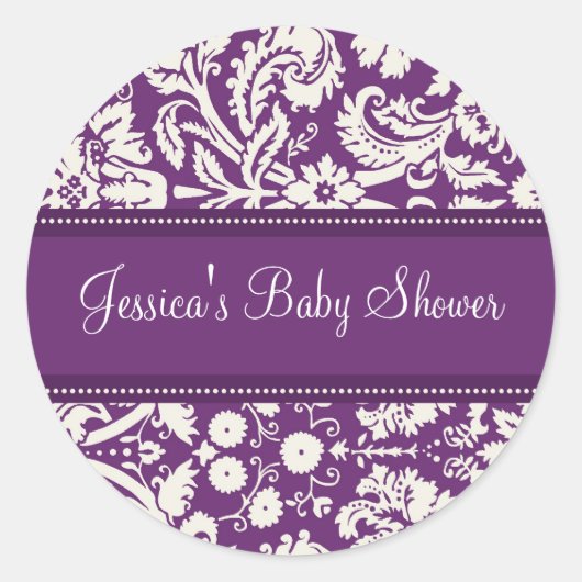 Stickers Baby shower pourpre Damas Favoriser (Devant)