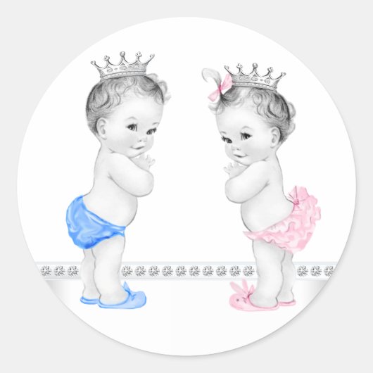 Stickers Baby shower princesse et princesse jumell (Devant)