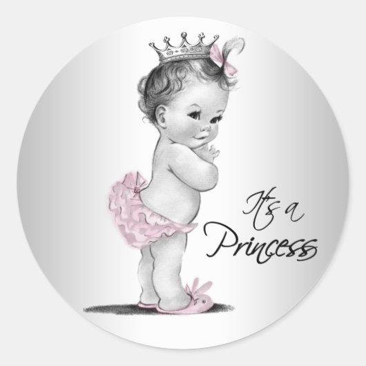 Stickers Baby shower Princesse vintage (Devant)