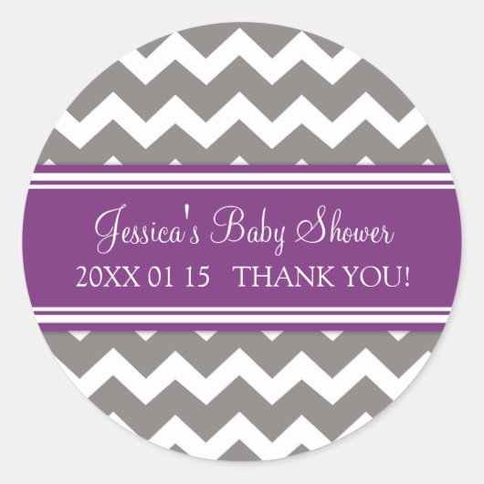Stickers Baby shower  Purple Grey Favoriser (Devant)