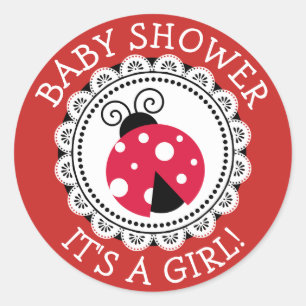 Stickers Baby shower Red Ladybug Girl
