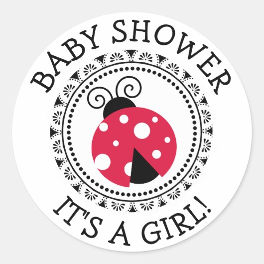 Stickers Baby shower Red Ladybug Girl (Devant)