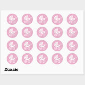 stickers baby shower rose avec prêtre chariot mign (Feuille)