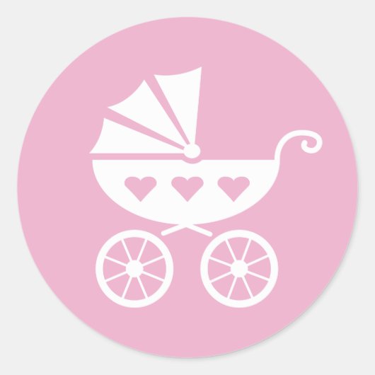 stickers baby shower rose avec prêtre chariot mign (Devant)
