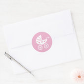 stickers baby shower rose avec prêtre chariot mign (Enveloppe)