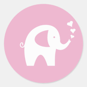 stickers baby shower rose avec un éléphant mignon