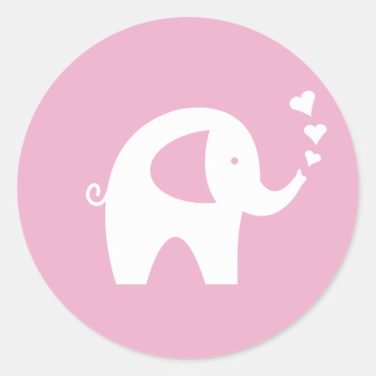 stickers baby shower rose avec un éléphant mignon (Devant)