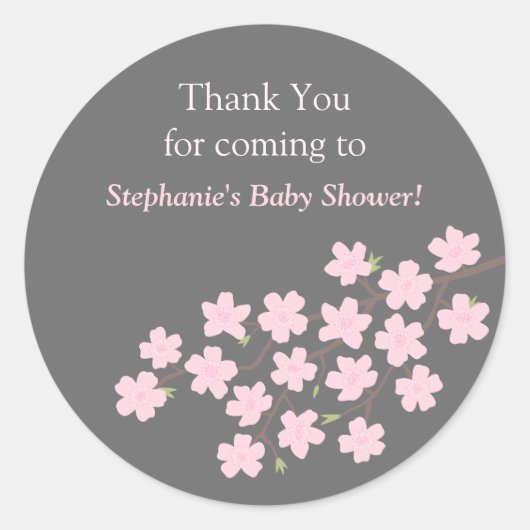 Stickers Baby shower rose cerisier en fleurs (Devant)