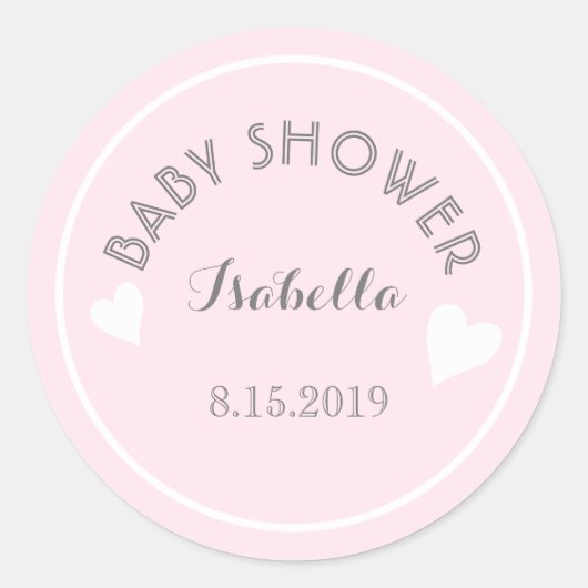 Stickers Baby shower rose Coeurs Dainty (Devant)
