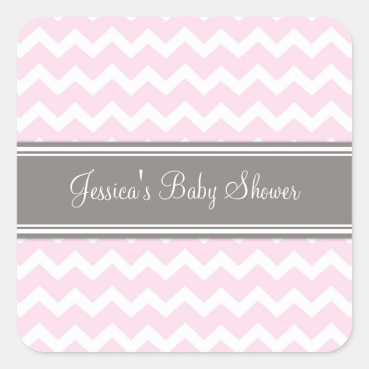 Stickers Baby shower rose Gris Chevron Favoriser l (Devant)