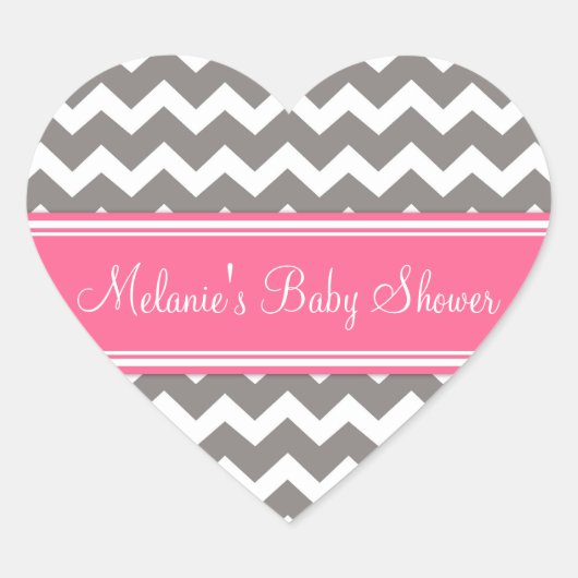 Stickers Baby shower rose Gris Chevron Favoriser l (Devant)
