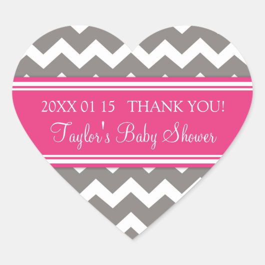 Stickers Baby shower rose Gris Chevron Favoriser l (Devant)