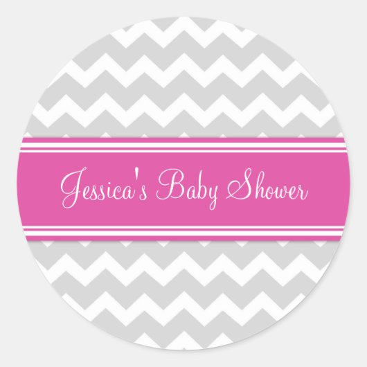 Stickers Baby shower rose Gris Chevron Favoriser l (Devant)