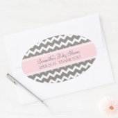 Stickers Baby shower rose Gris Chevron Favoriser l (Enveloppe)