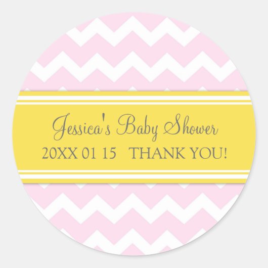 Stickers Baby shower rose jaune Chevron Favoriser (Devant)