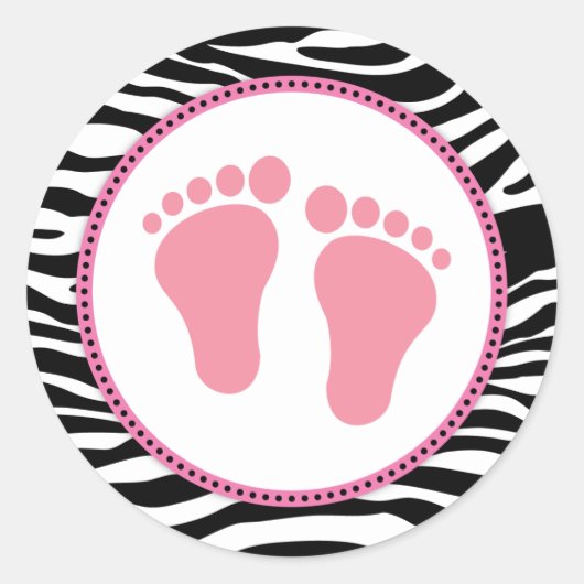 Stickers Baby shower rose Mod Zebra Favoriser (Devant)