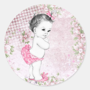 Stickers Baby shower rose vintage