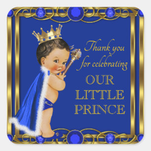 Stickers Baby shower Royal Blue Gold Ethnic Prince