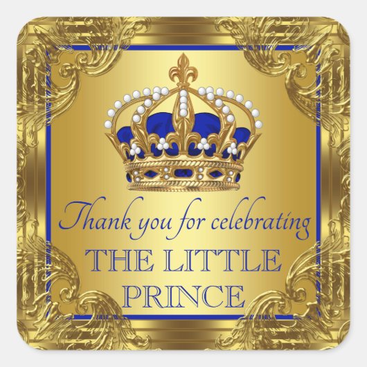 Stickers Baby shower Royal Blue Gold Prince (Devant)
