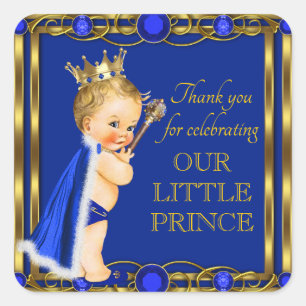 Stickers Baby shower Royal Blue Gold Prince Jewel