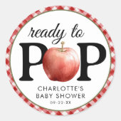 Stickers Baby shower Rustique Apple "Prêt à pop" (Devant)