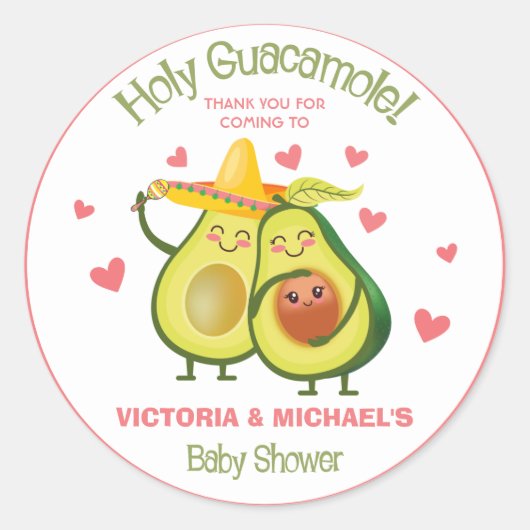 Stickers Baby shower Saint-Guacamole Avocado (Devant)