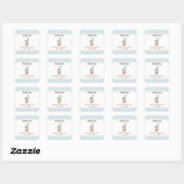Stickers Baby shower singe Merci (bleu) (Feuille)