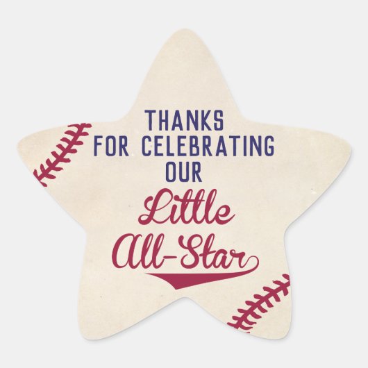 Stickers Baby shower Star de baseball (Devant)
