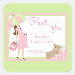 Stickers Baby shower Teddy Bear Pink