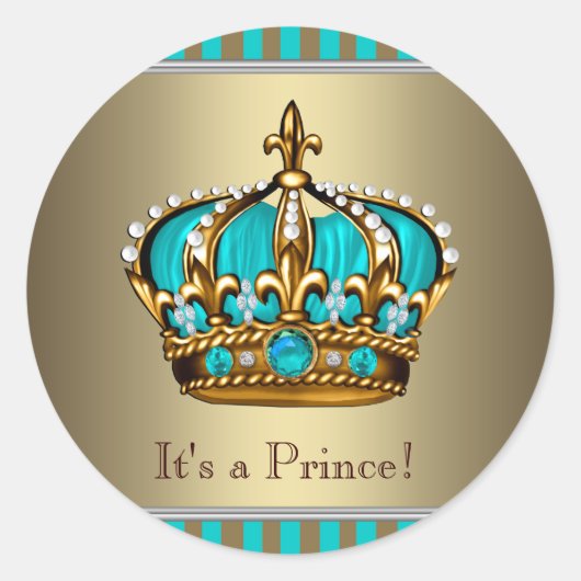 Stickers Baby shower Turquoise Blue Gold (Devant)