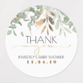 Stickers Baby shower verdoyant Feuille d'or imperm (Design 1)