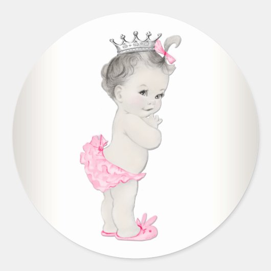 Stickers Baby shower vintage rose princesse (Devant)