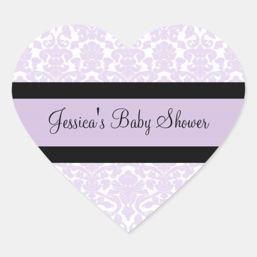 Stickers Baby shower Violet Damask Favoriser (Devant)