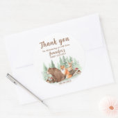 stickers baby shower Woodland merci stickers (Enveloppe)