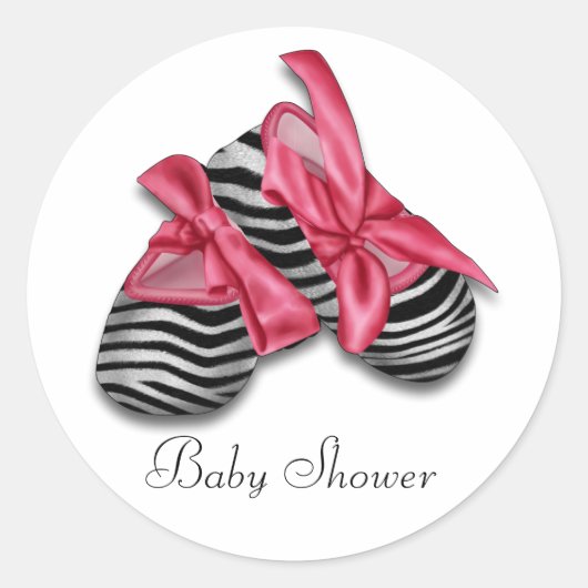 Stickers Baby shower Zèbre rose (Devant)