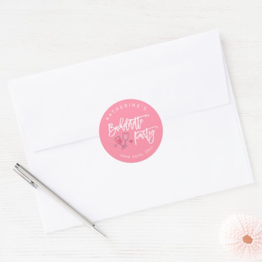 Stickers Bachelorette Rose Et Blanc (Enveloppe)