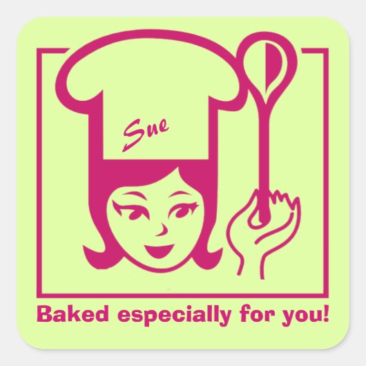 Stickers "Bakergirl" rétro pour les produits de bo (Devant)
