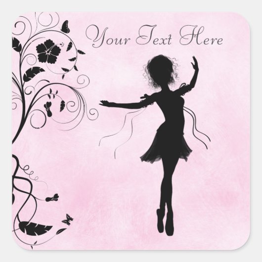 Stickers Ballerina et Fleurs personnalisés (Devant)