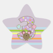 Stickers Balloon Mouse violet 3e Anniversaire Star (Devant)