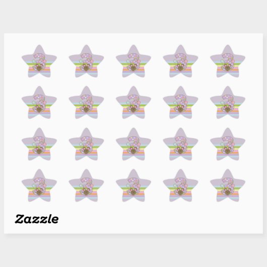 Stickers Balloon Mouse violet 3e Anniversaire Star (Feuille)