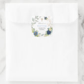 Stickers Baptême Garçon Rose bleu & Étiquette (Sac)