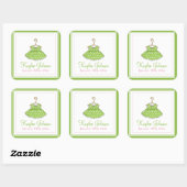 Stickers Bébé robe verte de petite fille (Feuille)