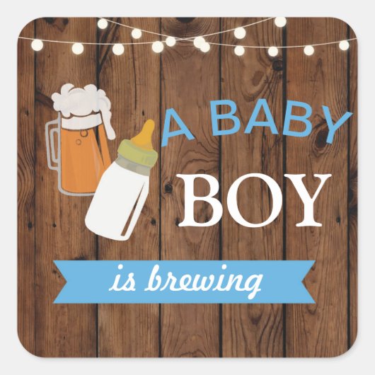 Stickers Beer Boy Baby shower Brewing Blue (Voorkant)