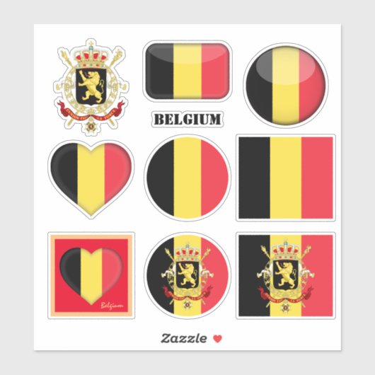 stickers Belgique & Drapeau belge, Coeur /sports (Feuille)