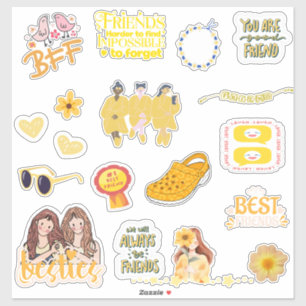 Stickers BFF mignon, Meilleur Ami Jaune, Besties