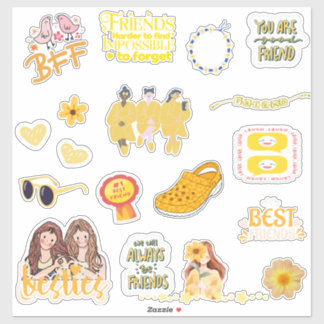 Stickers BFF mignon, Meilleur Ami Jaune, Besties