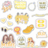Stickers BFF mignon, Meilleur Ami Jaune, Besties (Devant)