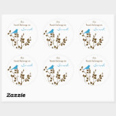 Stickers Bibliothèque Blue Brown Bird Book (Feuille)