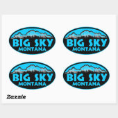 stickers Big Sky Montana bleu ovale (Feuille)